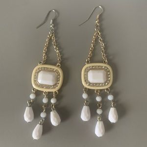White Chandelier Earrings